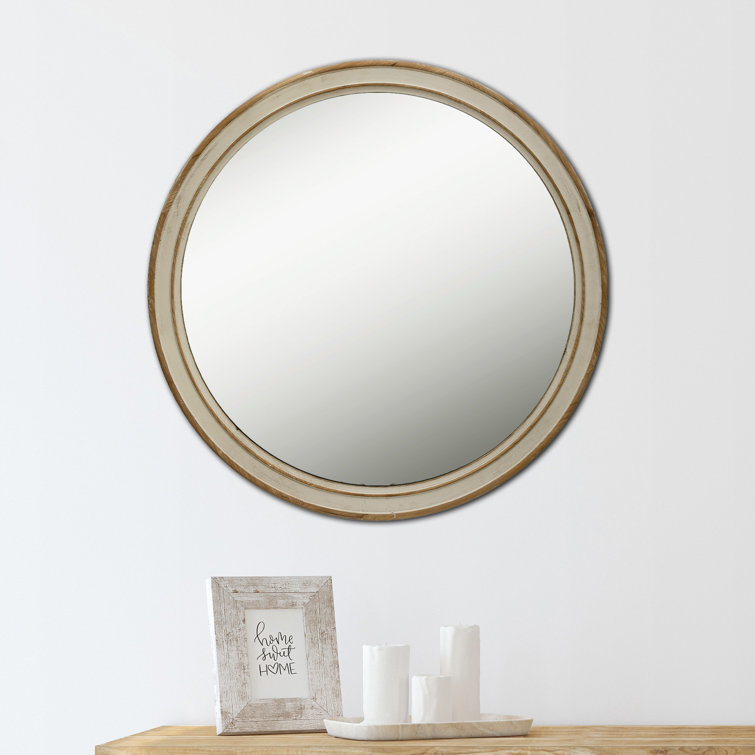 Brownsburg Round Wood Framed Wall Mirror