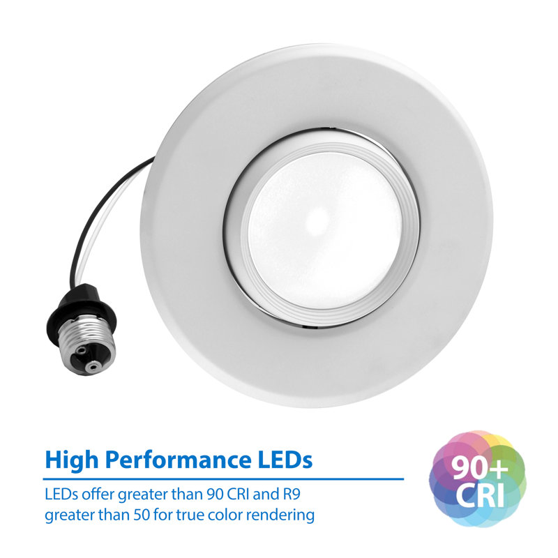 6'' White Aluminum LED Adjustable Recessed Trim