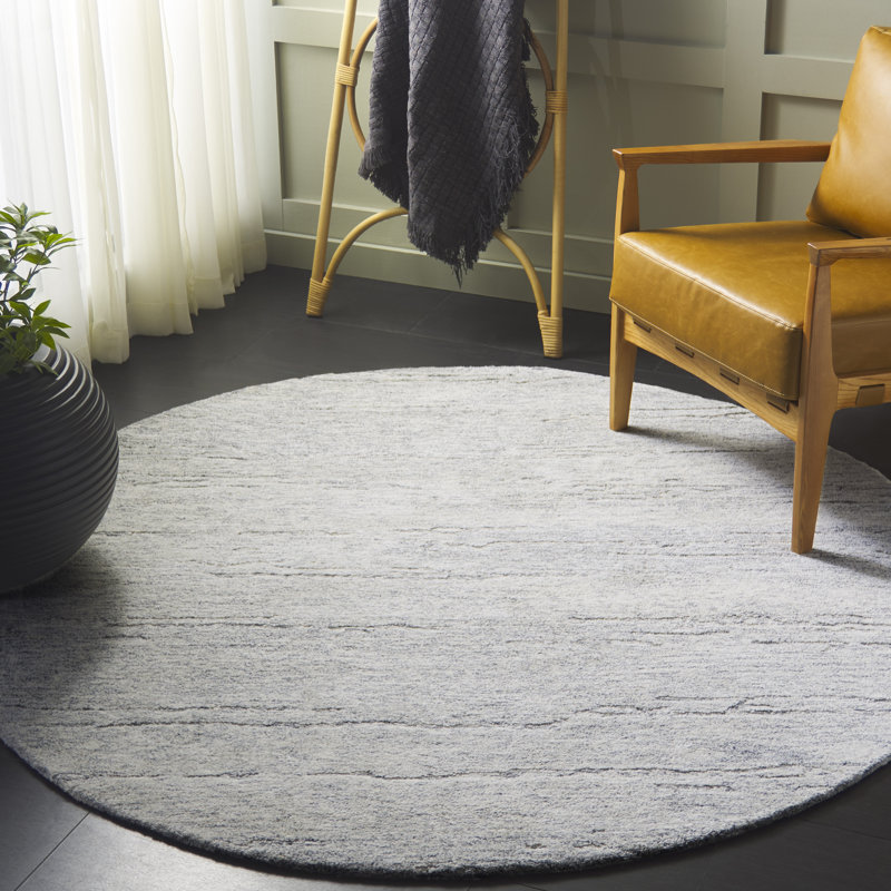Missouri Ebony Hand Tufted Wool Abstract Rug, Round 6'