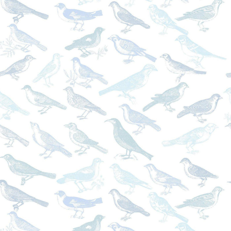 The Signature Tweeter 10' L x 24" W Wallpaper Tile, Blue , Non-pasted, Paper