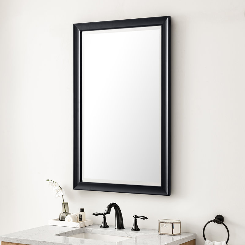 Glenbrooke Solid Wood Wall Mirror, 38" x 26", Black Onyx