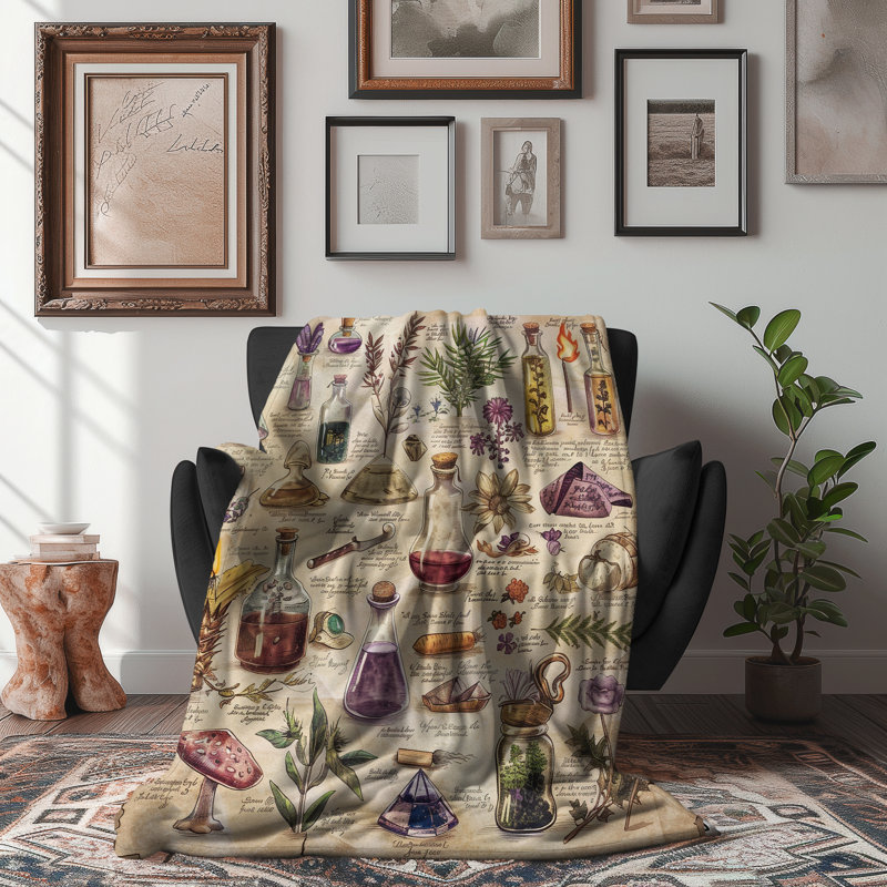 Potion Parlor Chic - couverture en sherpa de qualité supérieure 1 pièce - reproduction d'art luxueuse, Lit simple