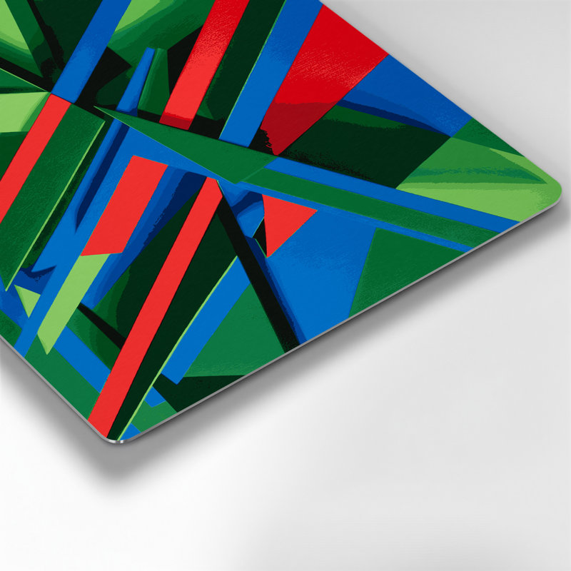 «Geometric Abstraction 19», art mural en métal vert, H 12 po x l 12 po