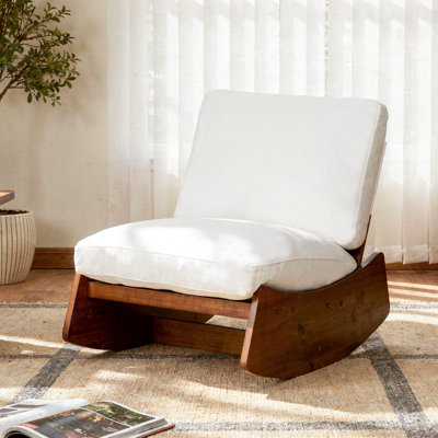 Chaise berçante rembourrée en bois massif