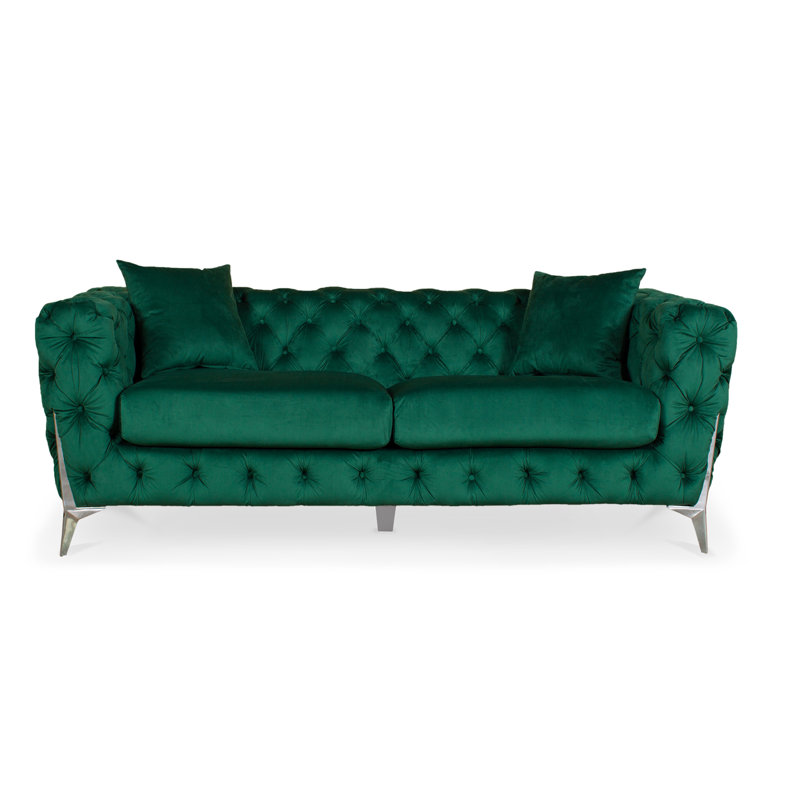 Middlefield 3 Seater Velvet Sofa, Green