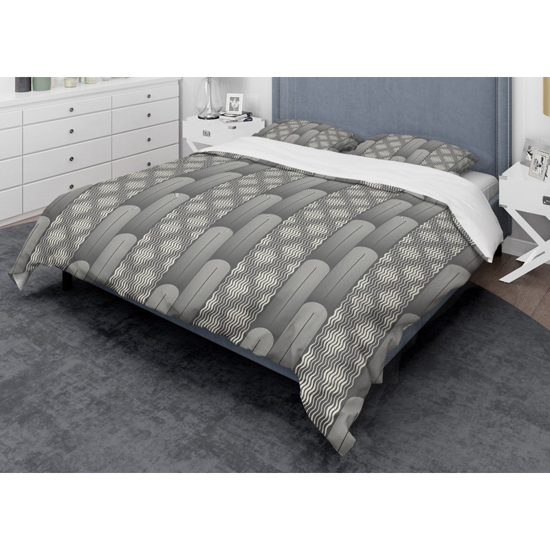 Minimal Design noir et blanc II - Ensemble de housse de couette abstrait moderne - Polyester microfibre
