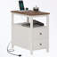 Table de bout avec station de charge, ports USB, tiroirs et tablette-111178332