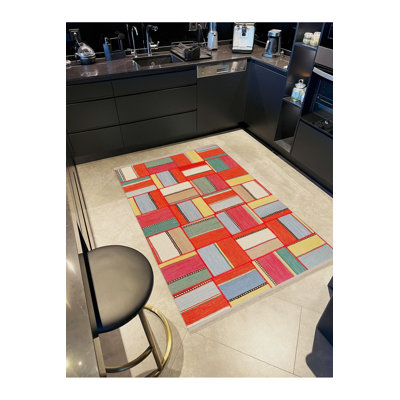 Northern Collection Multicolor Patterned Woven Base Decorative Rug