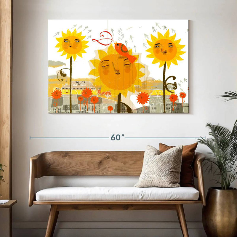 Tournesols abstraits d'Alvord, H 32 po x l 48 po