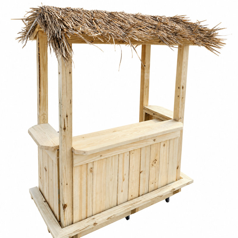 Support de bar Tiki en bois 6x3 avec comptoir extérieur