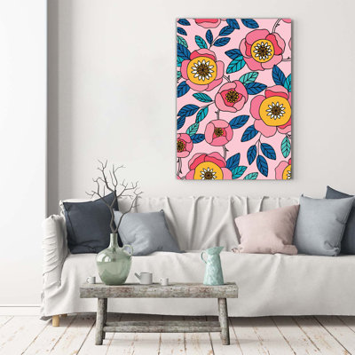 Colourful Flowers - Wrapped Canvas Print