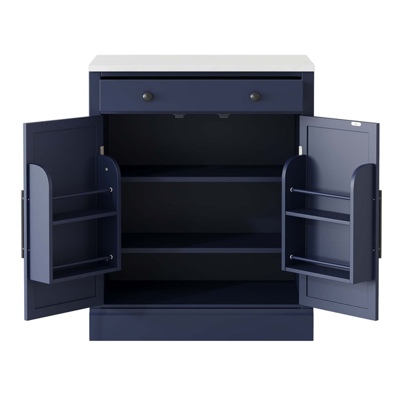 Modern Freestanding Kitchen Pantry,Buffet Food Storage, Coffee Bar Cabinet With Drawer, 2 Adjustable Shelves And 2 Door Shelves For Dining, Kitchen