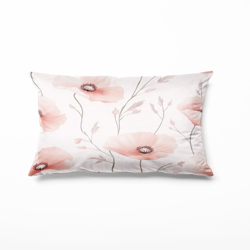 Coussin French Country - Coussin imprimé coquelicots, H 12 po x l 20 po
