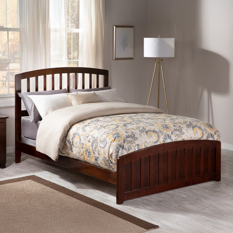  Lit standard en bois massif Amina, Double, Noyer