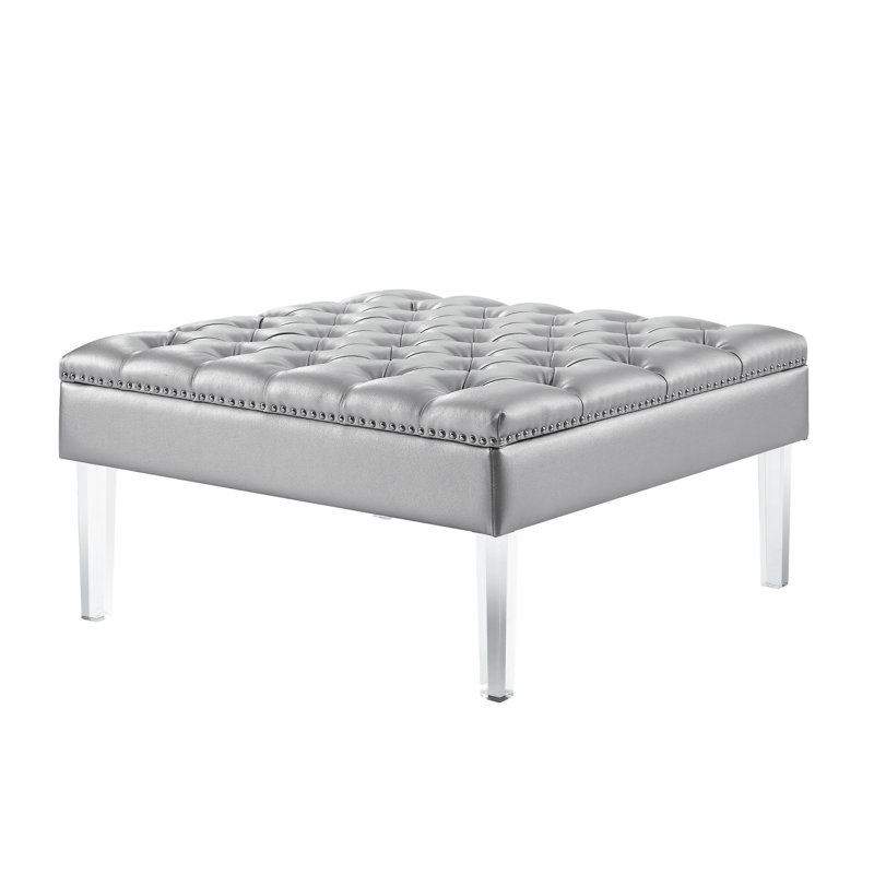 Repose-pieds cocktail 35 po, Similicuir argent