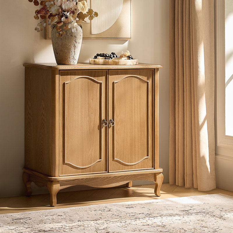 Ava 32"Wide Traditional 2 Door Cabinet with Adjustable Shelving, Oak