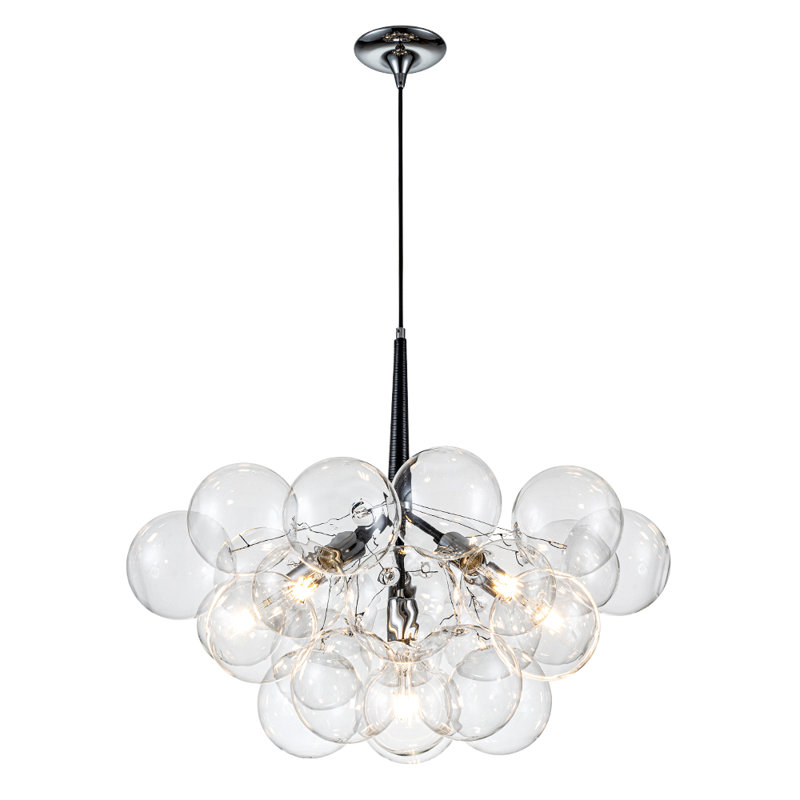Lustre à intensité variable 6 lumières Meyana, Argenté / Noir