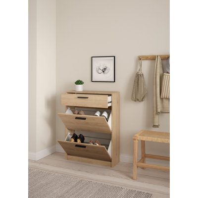 Escape 2 Door Shoe Cabinet with Dual-Row Storage and 1 Drawer Jackson Hickory
