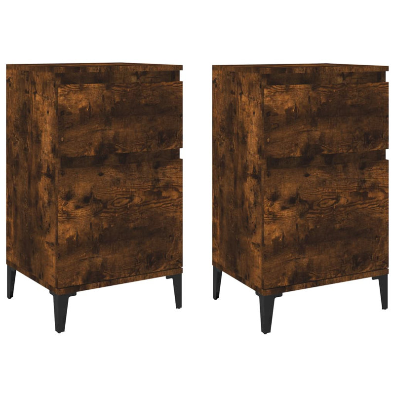 Luverne 40cm W Manufactured Wood Bedside Table, Smoked Oak