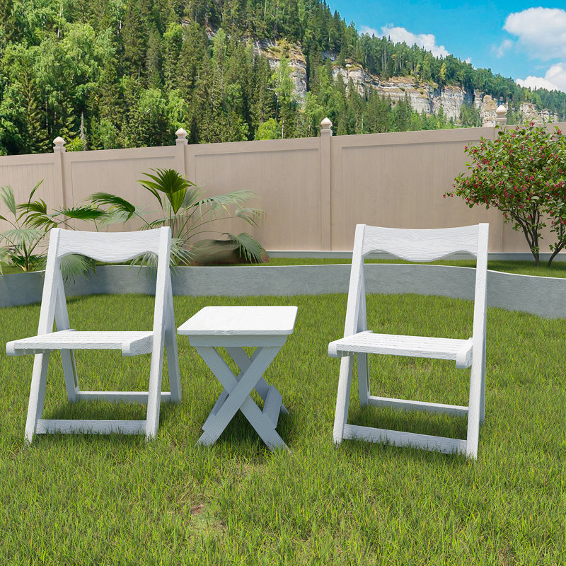HIPS Foldable Small Table And Chair Set With 2 Chairs And Rectangular Table  White