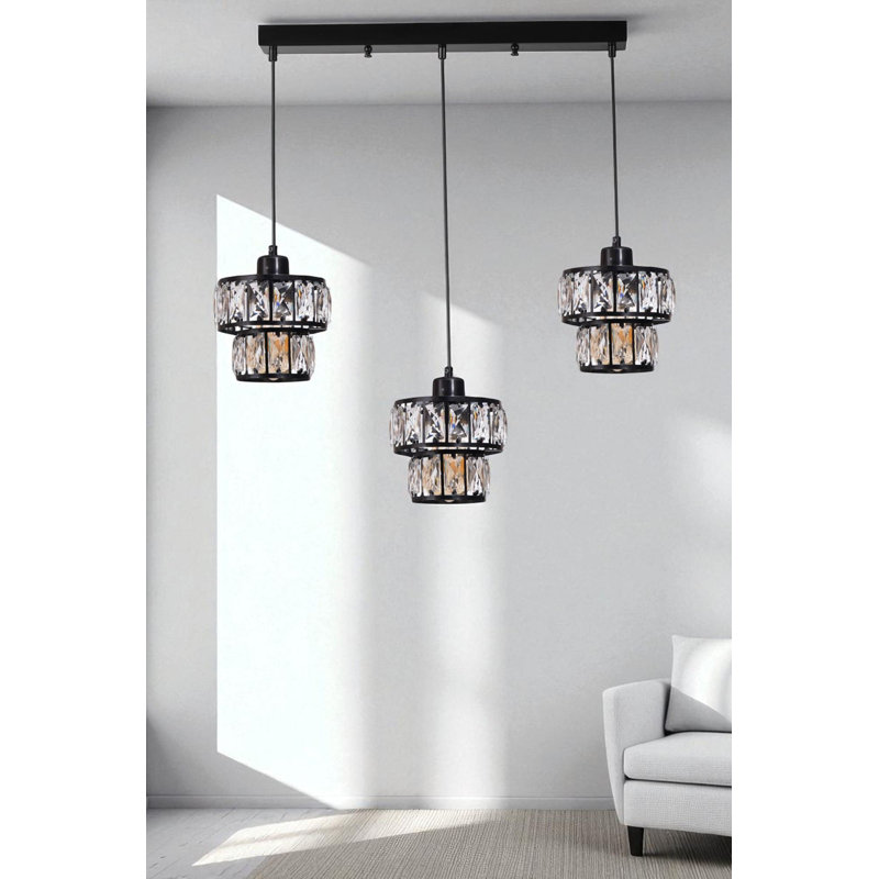 Lustre, Trois lumières, Noir, 3 niveaux