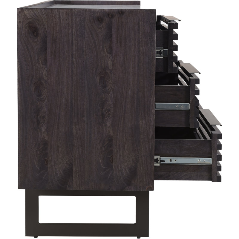 Commode double en bois massif à 6 tiroirs Iker