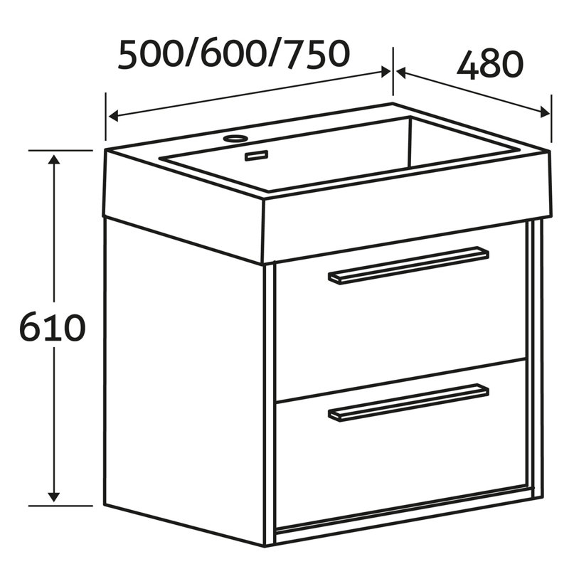 Walker 600mm Single Bathroom Vanity with Integrated Resin Basin, Light Sawn Oak