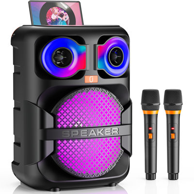 Machine à karaoké JYX +2 haut-parleur de microphone sans fil avec lumière RVB portable pour la fête / le mariage / la conversation / l'apprentissage, pour les adultes et les enfants, karaoké chantant en famille