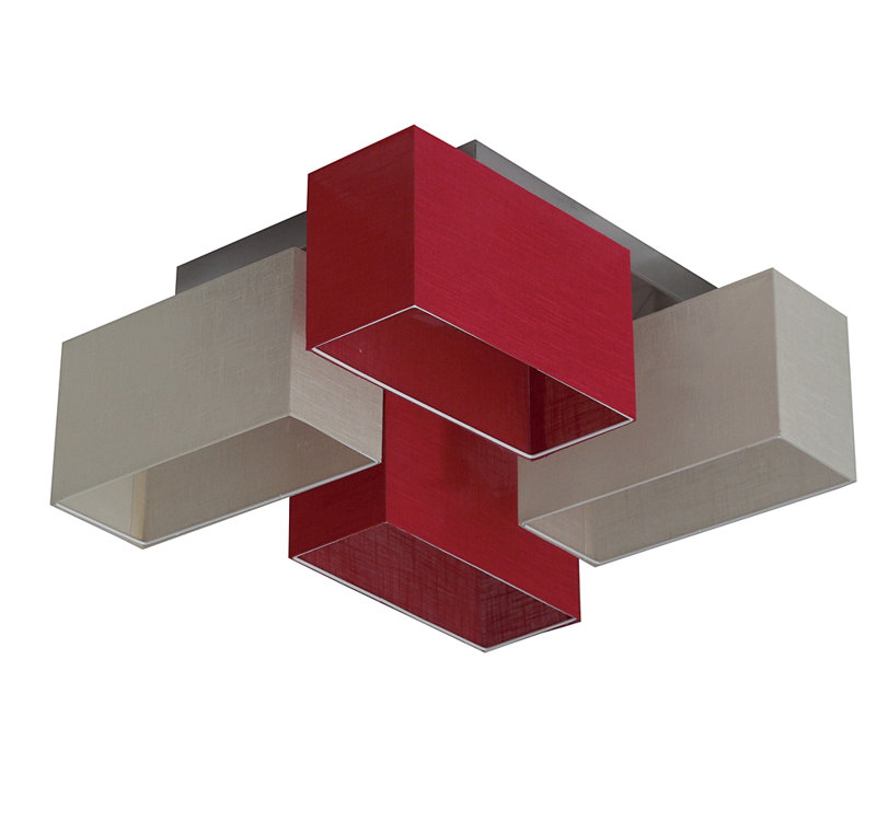 Seaton Semi Flush Mount, Matt brushed nickel, Burgundy/Cream transparent