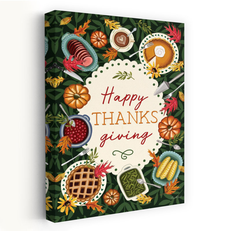 Happy Thanksgiving Table, art contemporain, H 60 po x l 40 po