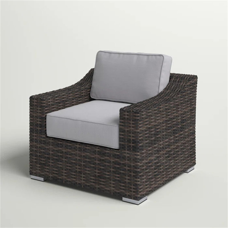 Fully Assembled Patio Chair With Soft Cushions For Comfortable And Durable Outdoor Seating, Espresso/Grey
