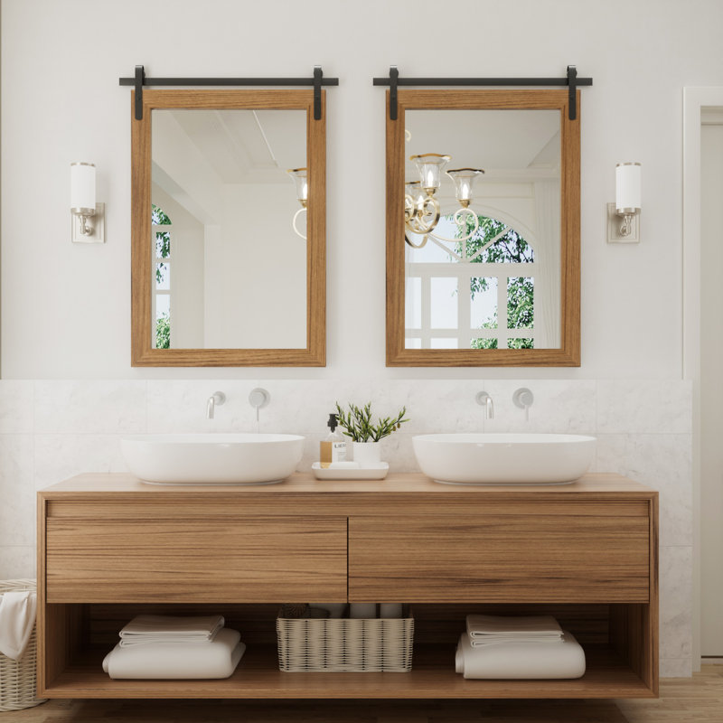 Miroir de salle de bain Keira-Mai, Verticale 30 po x 22 po, Blanc