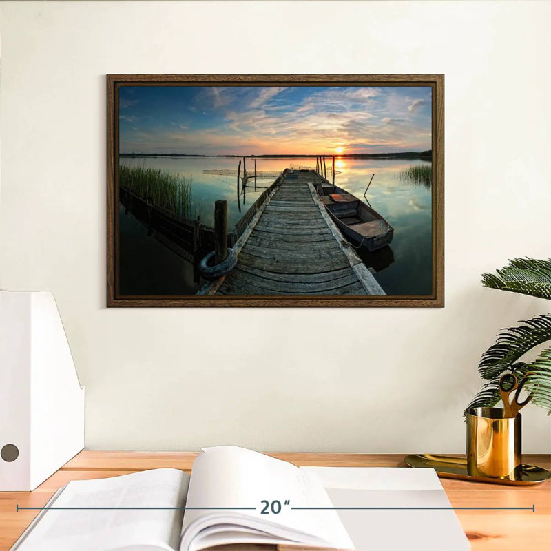 Fishing Trip, 13" X 9", Floating Frame Walnut