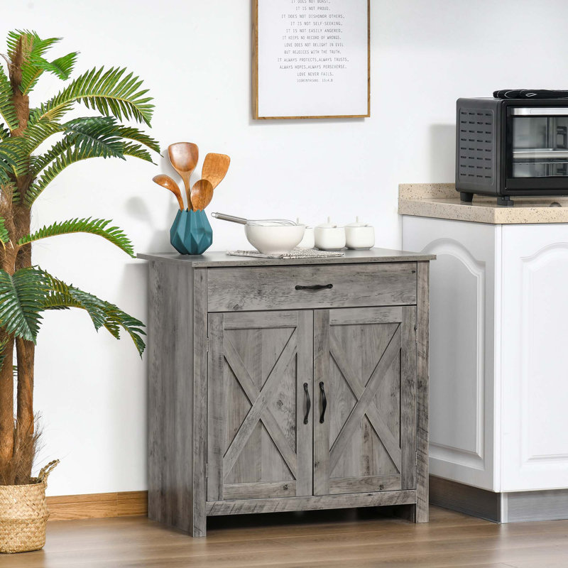 Farmhouse Sideboard Buffet Cabinet With Adjustable Shelf, Gray Wash