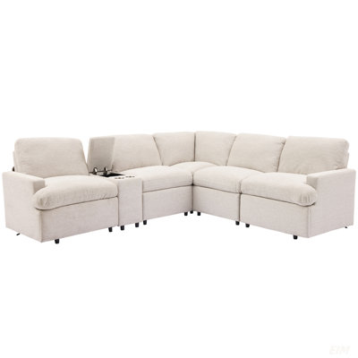 Canapé modulaire inclinable de cinéma maison de 104 po avec canapé d'angle inclinable avec boîte de rangement, porte-gobelets, ports USB et prise de courant pour salon (modulaire)