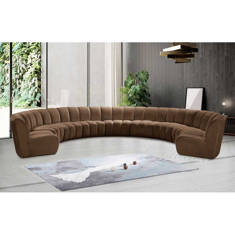 Canapé modulaire en velours Infinity, Velours brun, 9 pièces