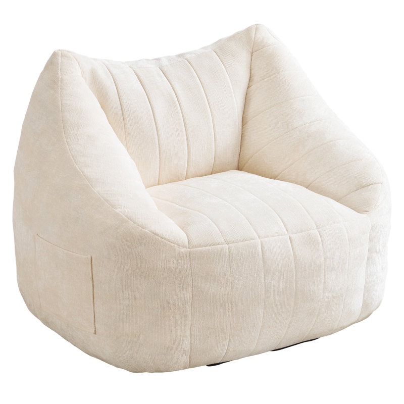 Giant Bean Bag Chair For Adults, Ivory Chenille
