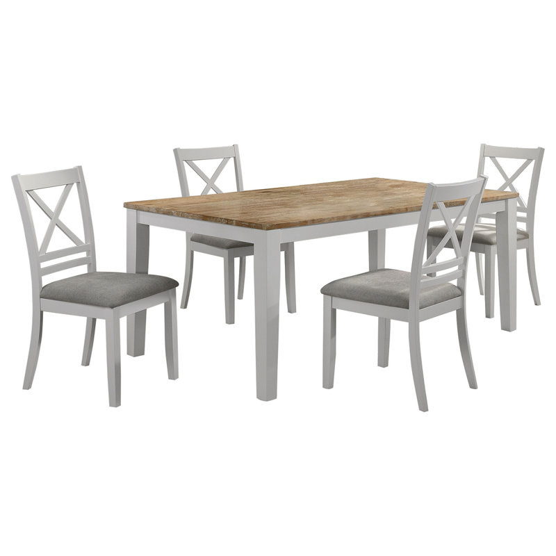Prager White 5-Piece Dining Table Set, 5 Pieces: Table, 4 Chairs 