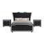 Ensemble de chambre à coucher Provence Black Queen 3 pièces avec lit en velours capitonné et tables de chevet