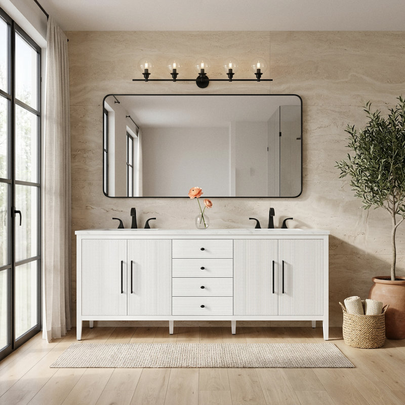 Meuble-lavabo double 84 po, Blanc