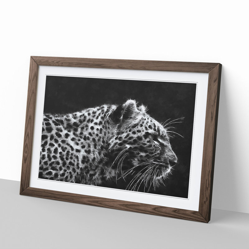 Leopard Vol.4 - Picture Frame Painting, 36cm H x 48cm W x 2cm D, Walnut Framed