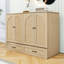 Lit escamotable double en bois avec tiroirs de rangement et ports USB