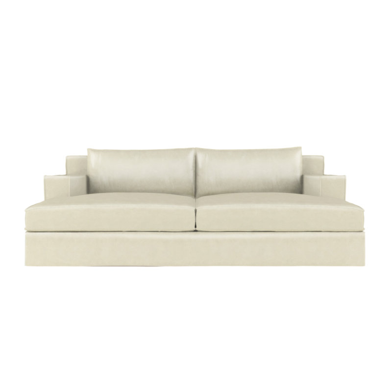 Mulberry Square Track-Arm Daybed with Flange Seam, Vintage Leather Alabaster, Weathered