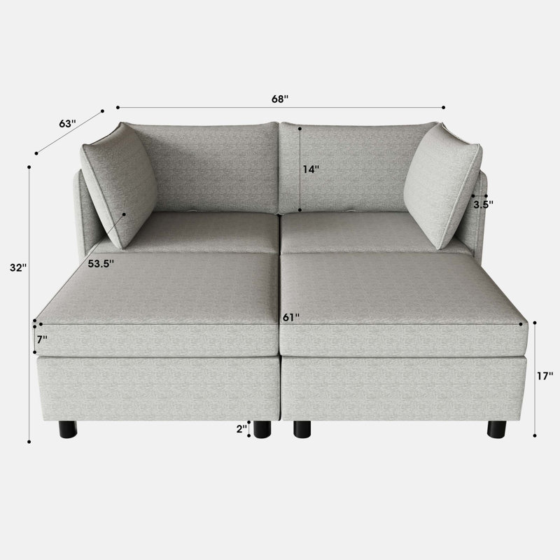 Latenya Upholstered Sectional, Gray