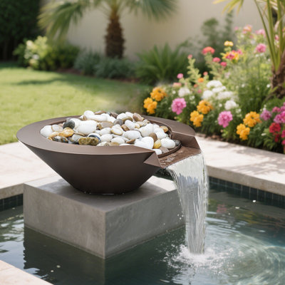 Handcrafted Outdoor Stainless Steel Waterfall Fountain