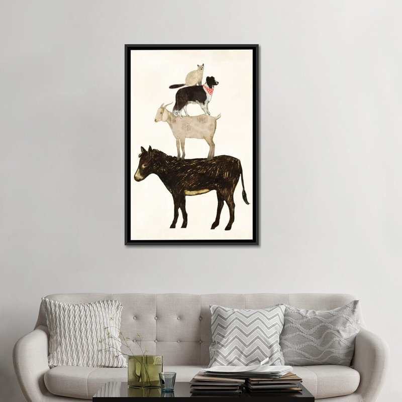 " Barnyard Buds VI ", Black Framed Canvas, 48" H x 32" W x 1.5" D