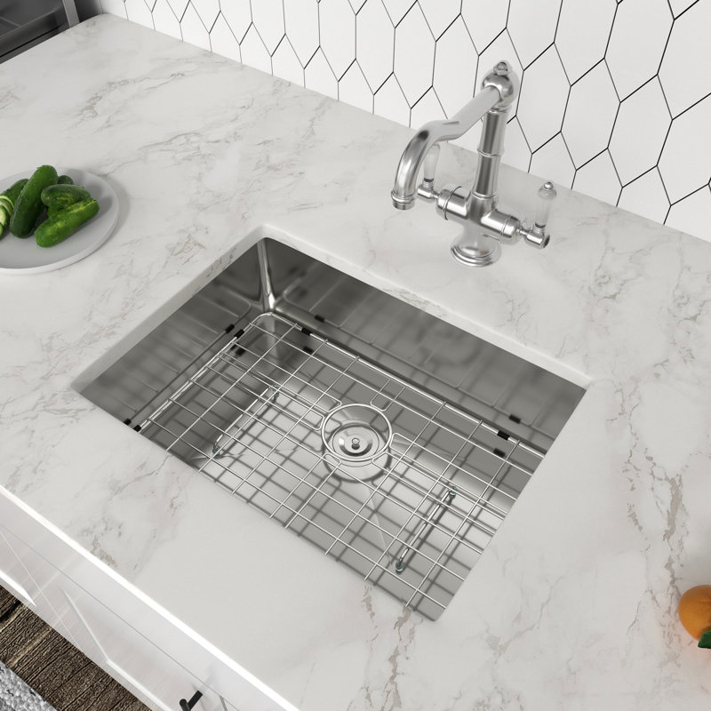 Undermount 16 Guage Kitchen Sink With Stainless Steel Accessories, 27" L x 18" W 