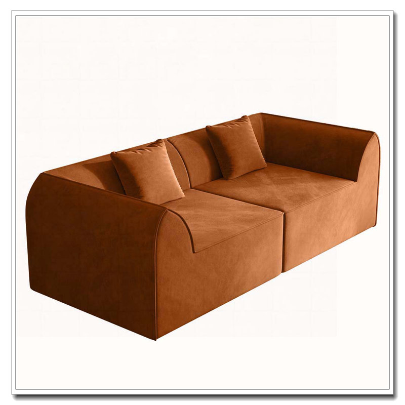 Canapé-lit compressé en mousse à mémoire de forme avec méridienne rectangulaire, Orange