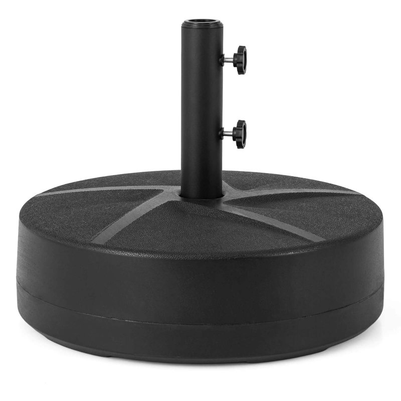 Base de parasol ronde pour patio avec 2 boutons réglables et 3 adaptateurs d'extérieur pour la piscine