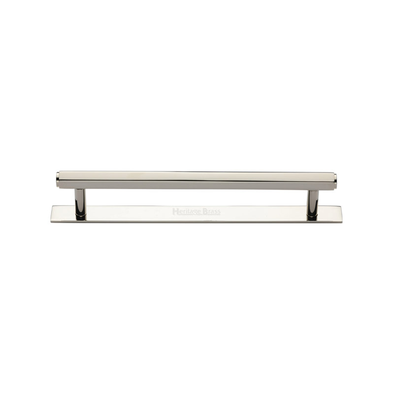 Heritage Brass Heritage Cabinet Pull Hexagonal Design with Plate, 12.8cm, Polished Nickel